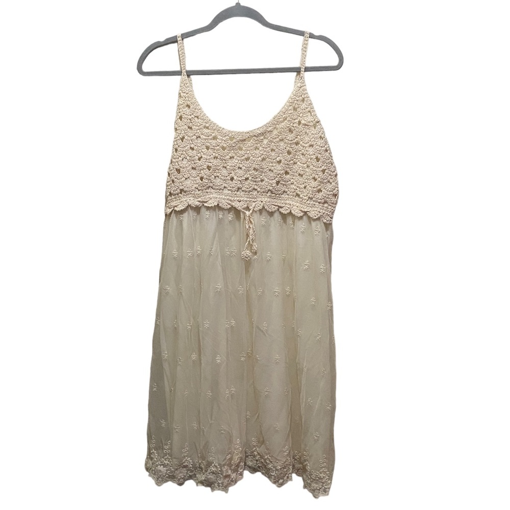 NWT J GHEE Ivory cream flowy boho chic shabby chic crochet dress plus size 2x